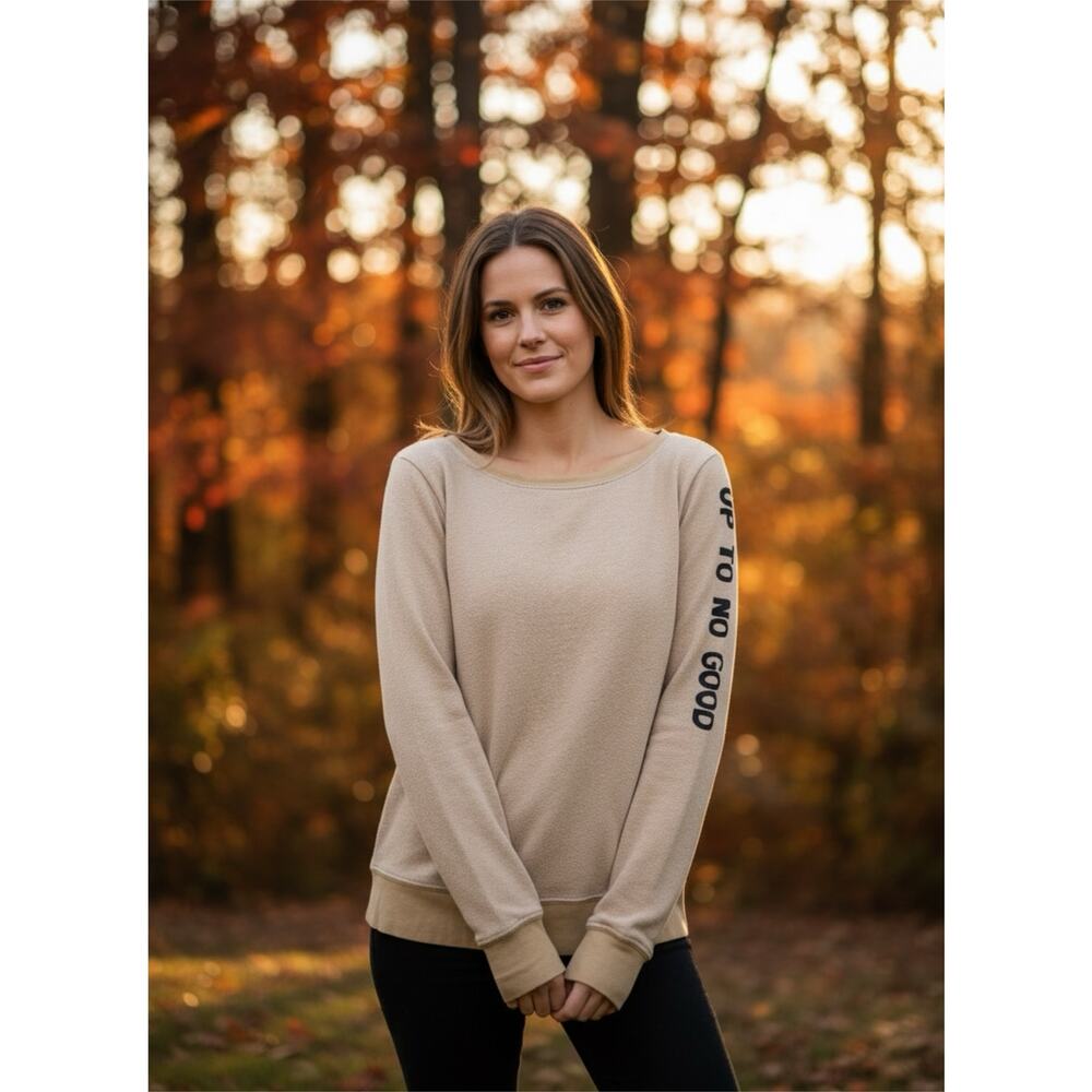 MATE the Label "Up To No Good" Thermal Long Sleeve Crew Neck Sweater | Size S/M